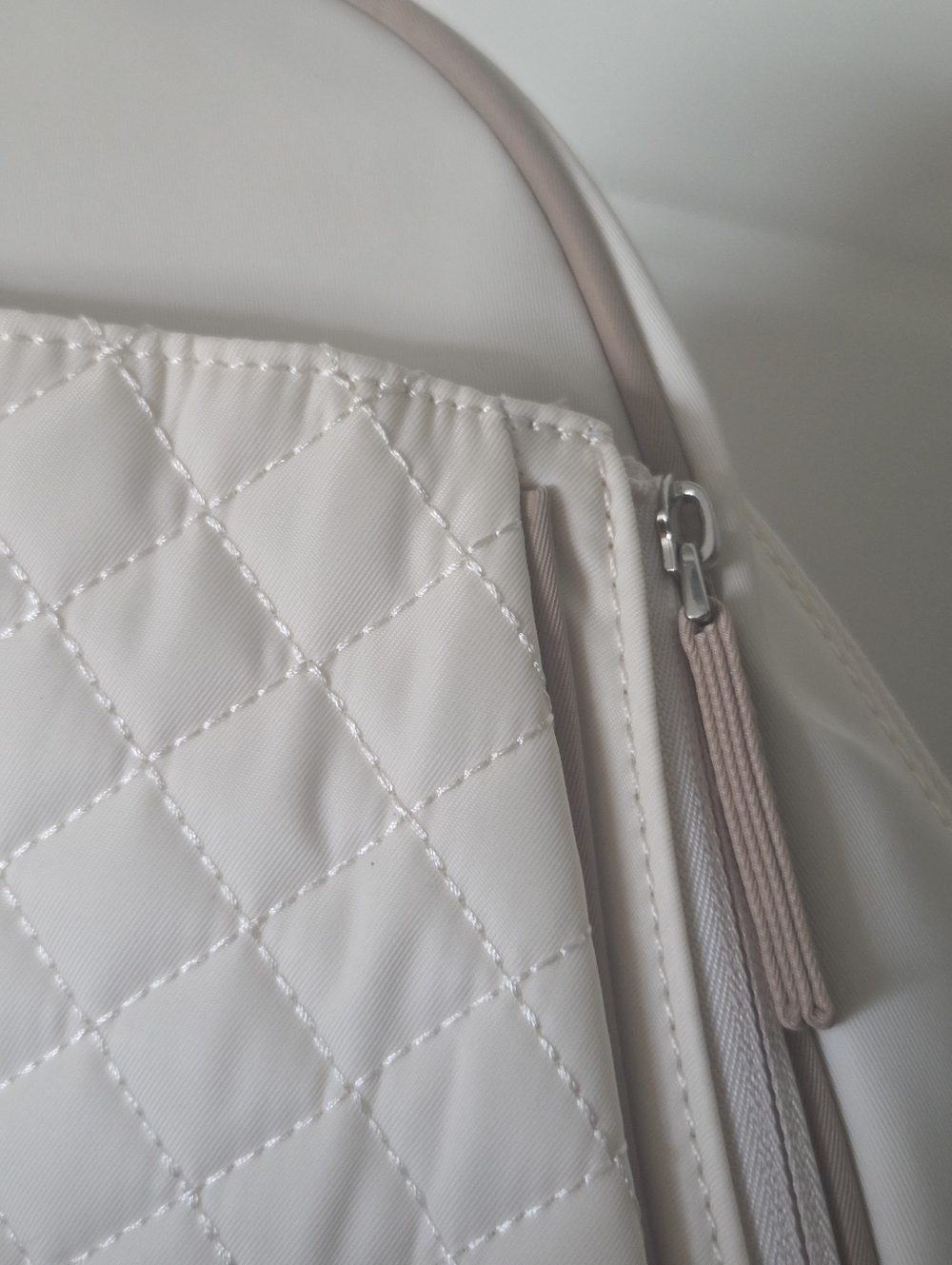 Quilted Cream Tennis Racket Backpack - Picture 9 of 12